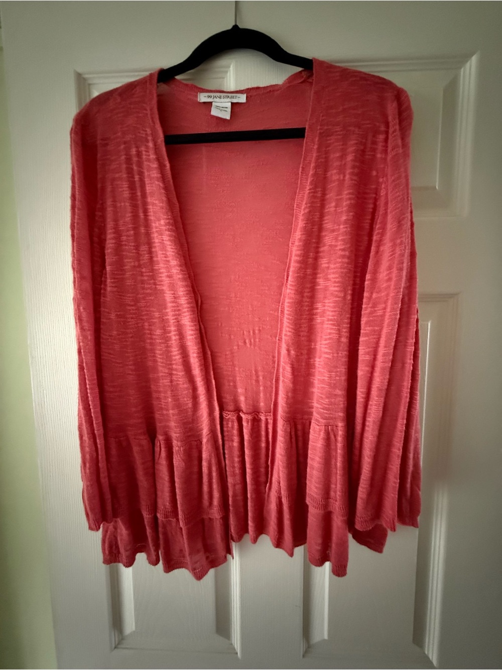 Coral Colored Open-Front Women's Cardigan Sweater -lightweight